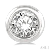 1/10 ctw Bezel Round Cut Diamond Petite Stud Earring in 10K White Gold